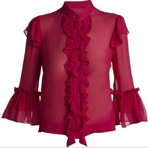 Alice+Olivia Odele Trumpet Sleeve Blouse